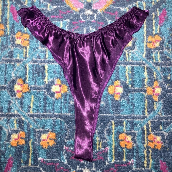 Vintage Purple Satin Thong - Picture 2 of 4